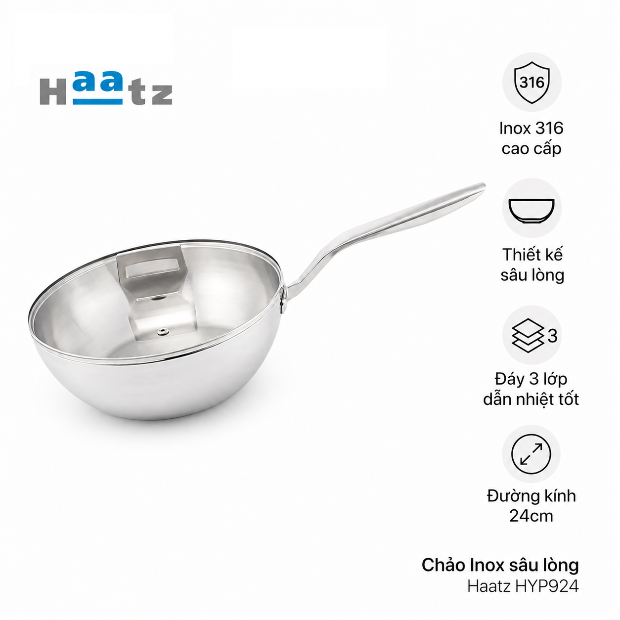 Chảo Inox sâu lòng Haatz HYP924