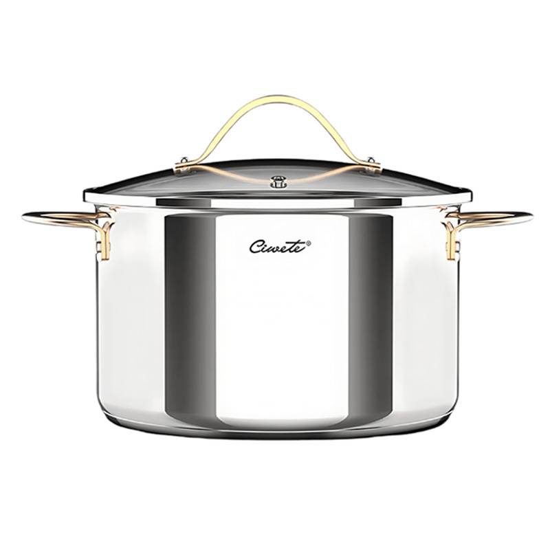 Nồi hầm inox 304 cao cấp Ciwete 32cm nắp kính SS0101-C