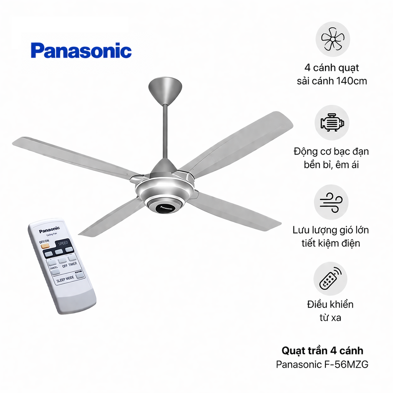 Quạt trần PANASONIC F-56MZG 4 cánh