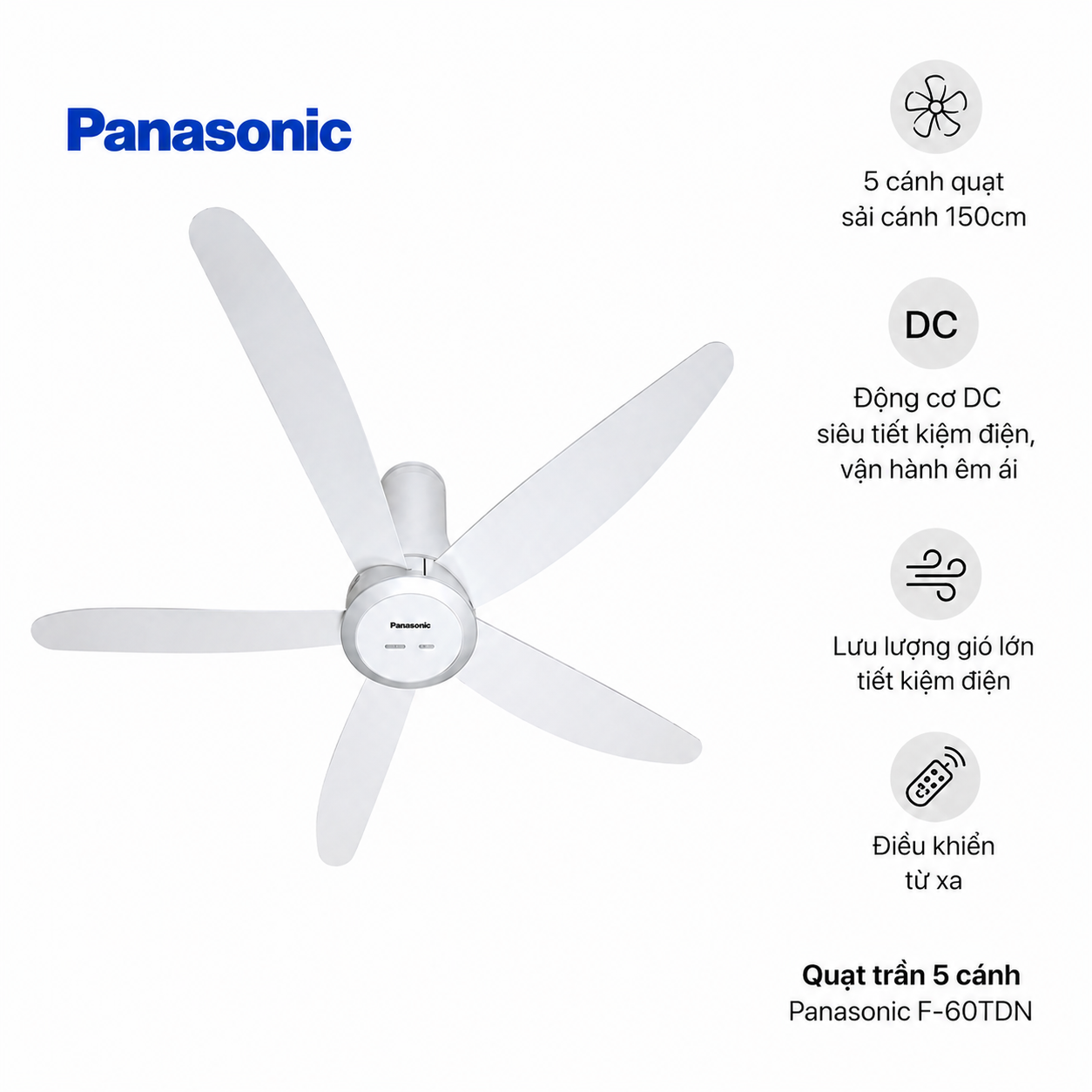 Quạt trần 5 cánh Panasonic F-60TDN