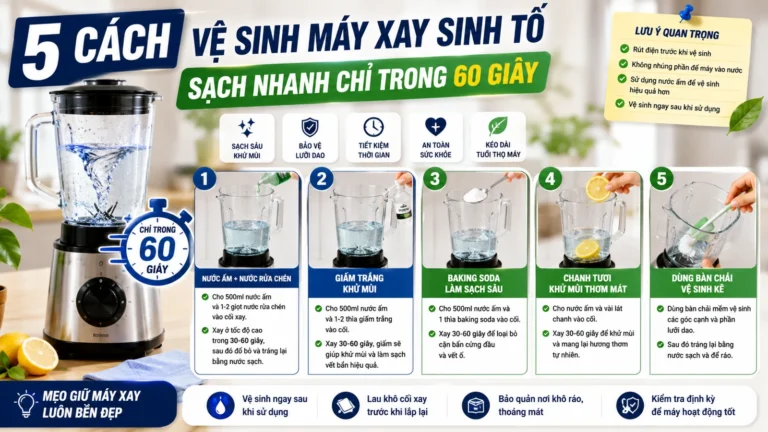 5 Cách Vệ Sinh Máy Xay Sinh Tố Sạch Nhanh Trong 60 Giây