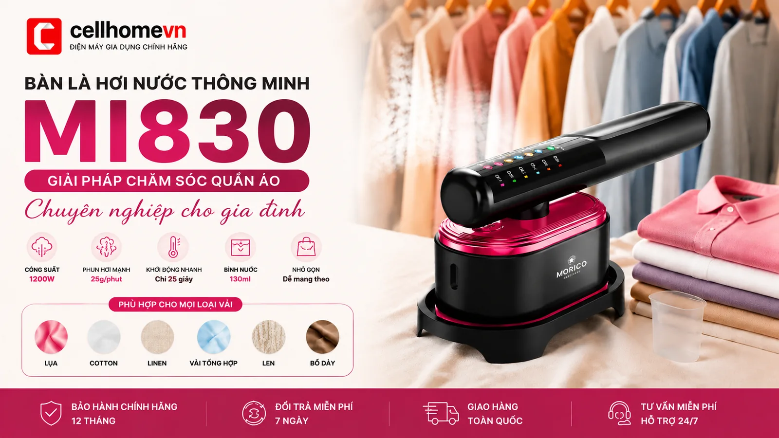 Bàn là hơi nước thông minh MI830: Giải pháp chăm sóc quần áo chuyên nghiệp cho gia đình