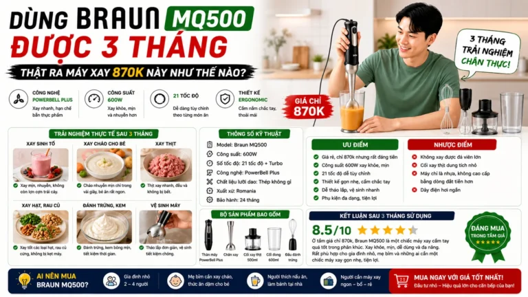 Dùng Braun MQ500 được 3 tháng – Thật ra máy xay 870k này như thế nào?