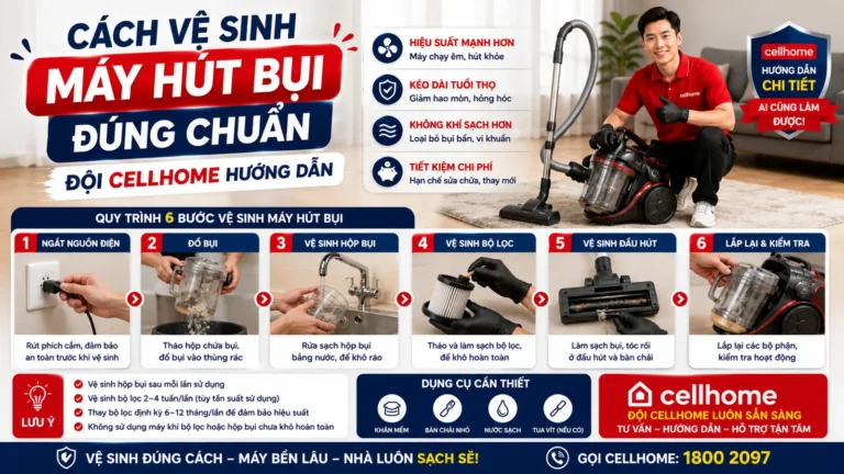 Cách Vệ Sinh Máy Hút Bụi Đúng Chuẩn — Đội Cellhome Hướng Dẫn