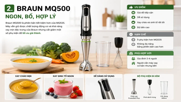 Braun MQ500 ngon bổ hợp lý cho gia đình 2 đến 4 người