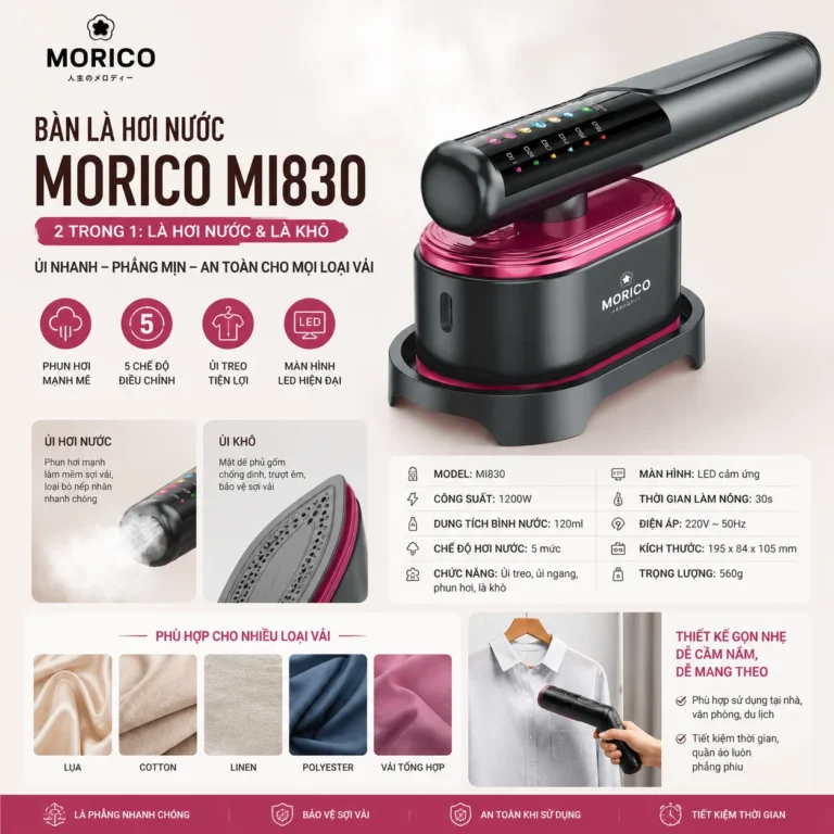 Bàn là hơi nước Morico MI830 2-in-1 ủi treo