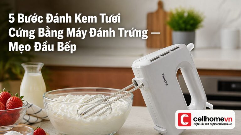 5 Bước Đánh Kem Tươi Cứng Bằng Máy Đánh Trứng — Mẹo Đầu Bếp