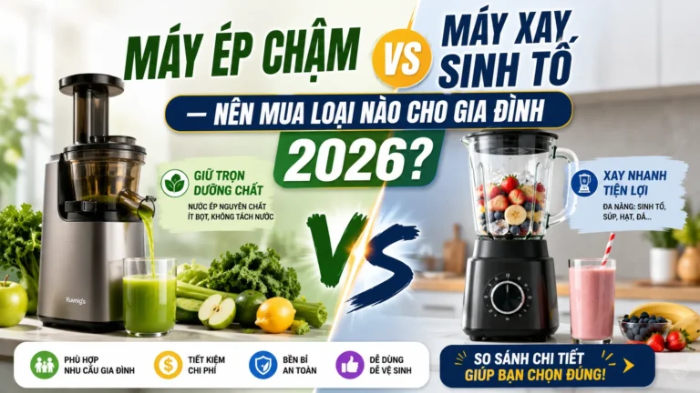 Máy Ép Chậm vs Máy Xay Sinh Tố — Nên Mua Loại Nào 2026?