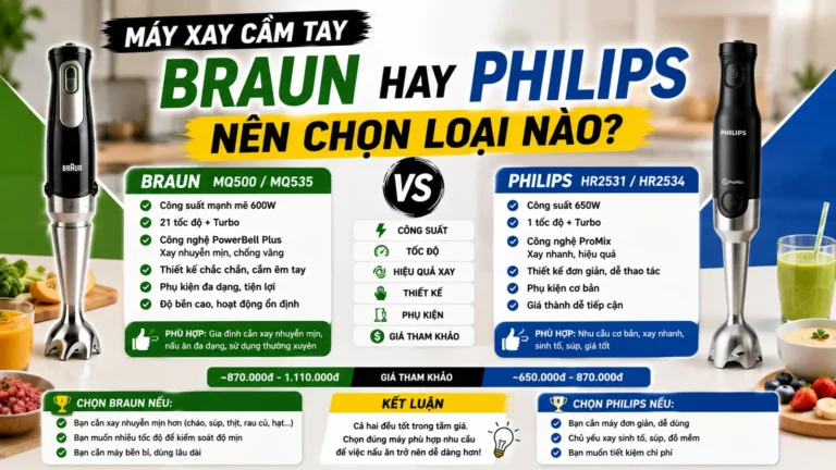 Máy xay cầm tay Braun hay Philips: Cùng tầm giá, mình chọn cái nào và tại sao?