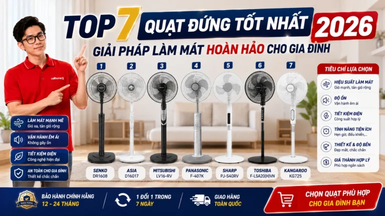 Top 7 Quạt Đứng Tốt Nhất 2026: Giải Pháp Làm Mát Hoàn Hảo Cho Gia Đình