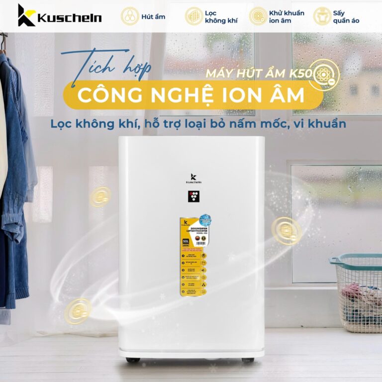 Máy hút ẩm tích hợp lọc ion âm KUSCHELN – K50