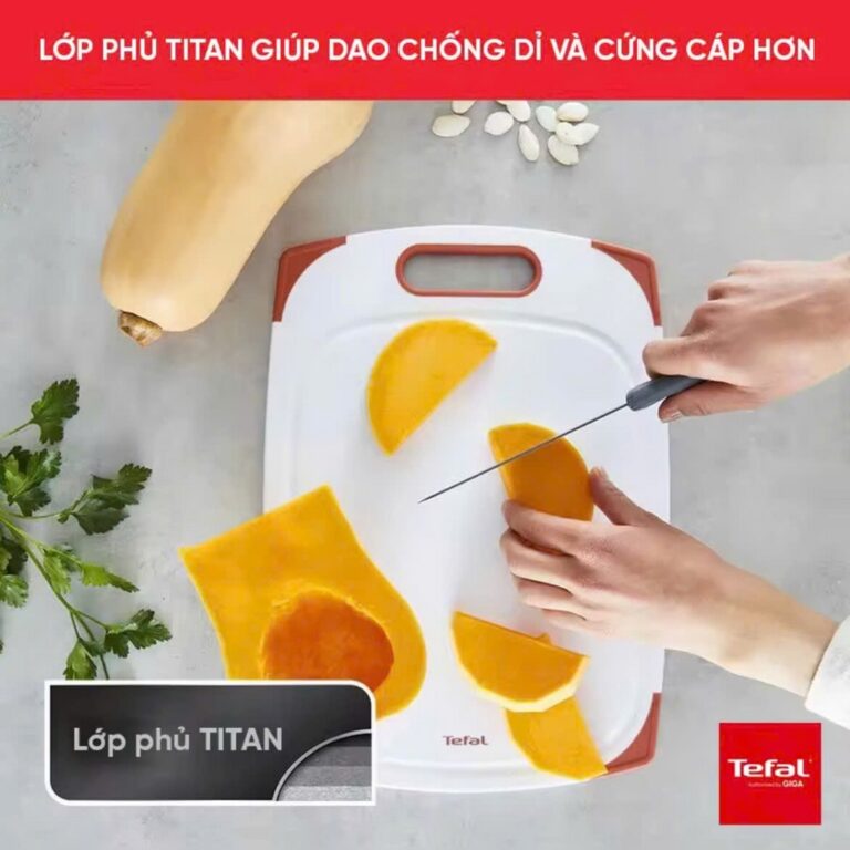 Dao làm bếp phủ Titanium bản lớn Santoku Tefal Fresh Kitchen K1220104-12cm
