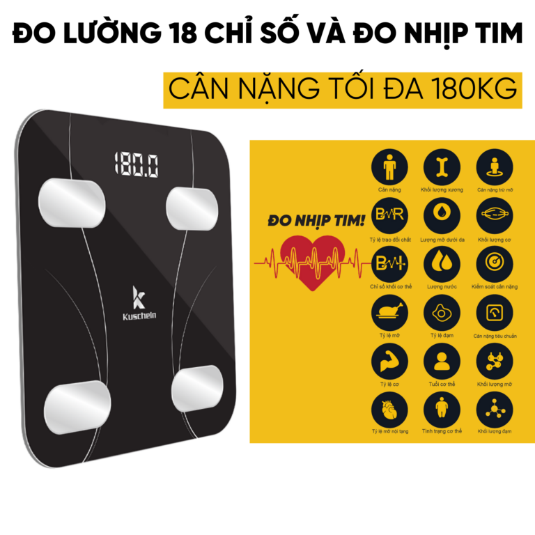 Cân điện tử KUSCHELN KBS073-02 đo nhịp tim 19 chỉ số