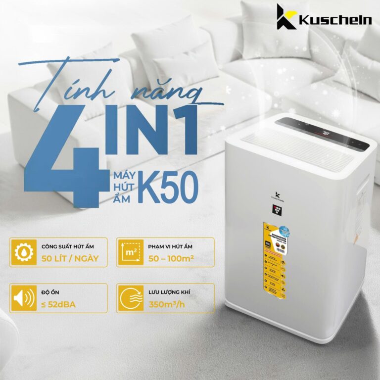 Máy hút ẩm tích hợp lọc ion âm KUSCHELN – K50