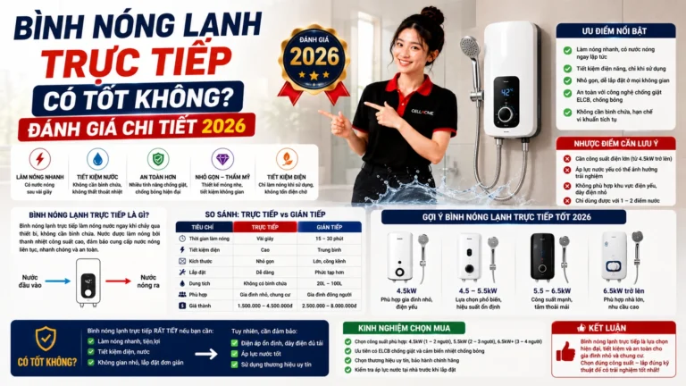 Bình Nóng Lạnh Trực Tiếp Có Tốt Không? Đánh Giá 2026