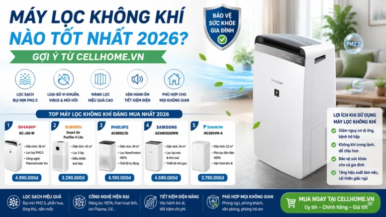 Máy lọc không khí nào tốt nhất 2026? Gợi ý từ CellHome.vn