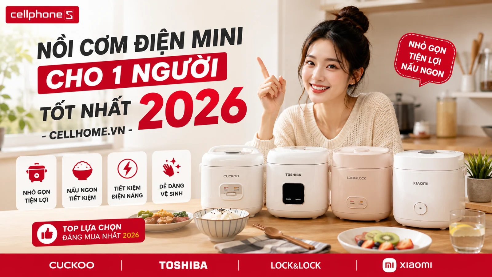 Nồi Cơm Điện Mini Cho 1 Người Tốt Nhất 2026