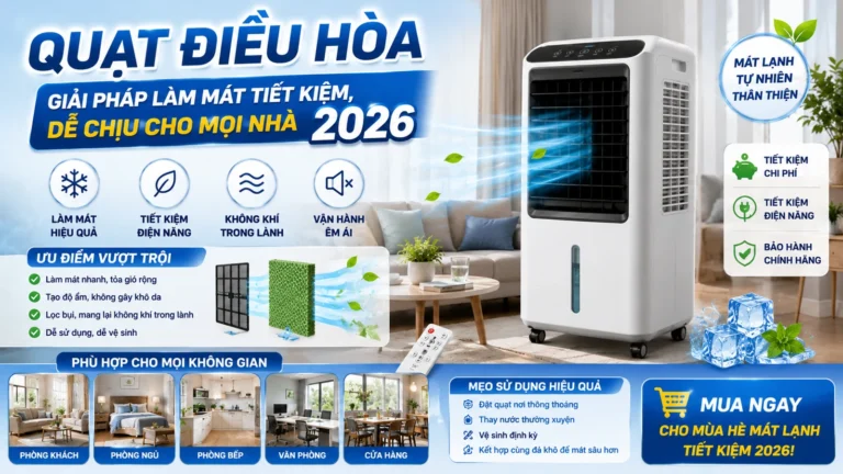 Quạt điều hòa – Giải pháp làm mát tiết kiệm, dễ chịu cho mọi nhà 2026