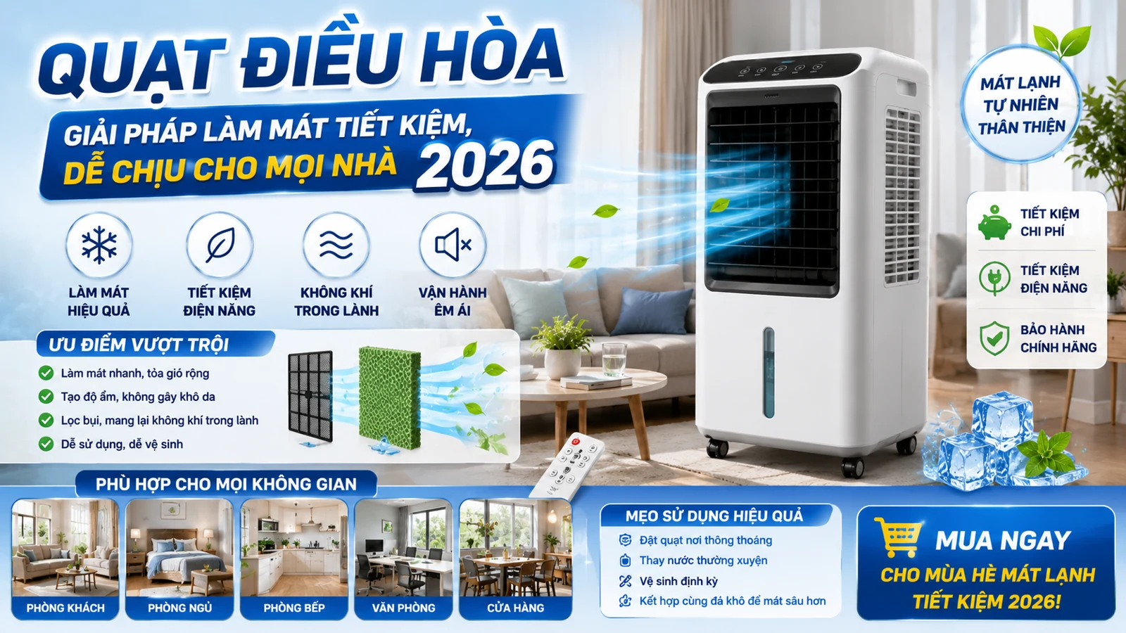 Quạt Điều Hòa – Giải Pháp Làm Mát Tiết Kiệm, Dễ Chịu Cho Mọi Nhà 2026