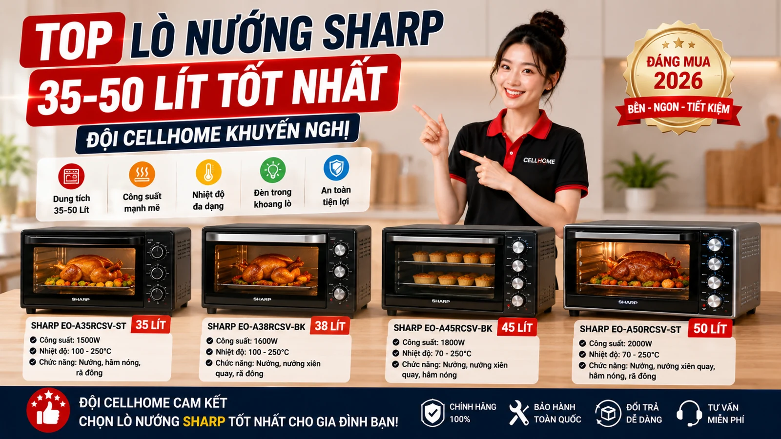 Top Lò Nướng Sharp 35-50 Lít Tốt Nhất – Đội CellHome Khuyến Nghị