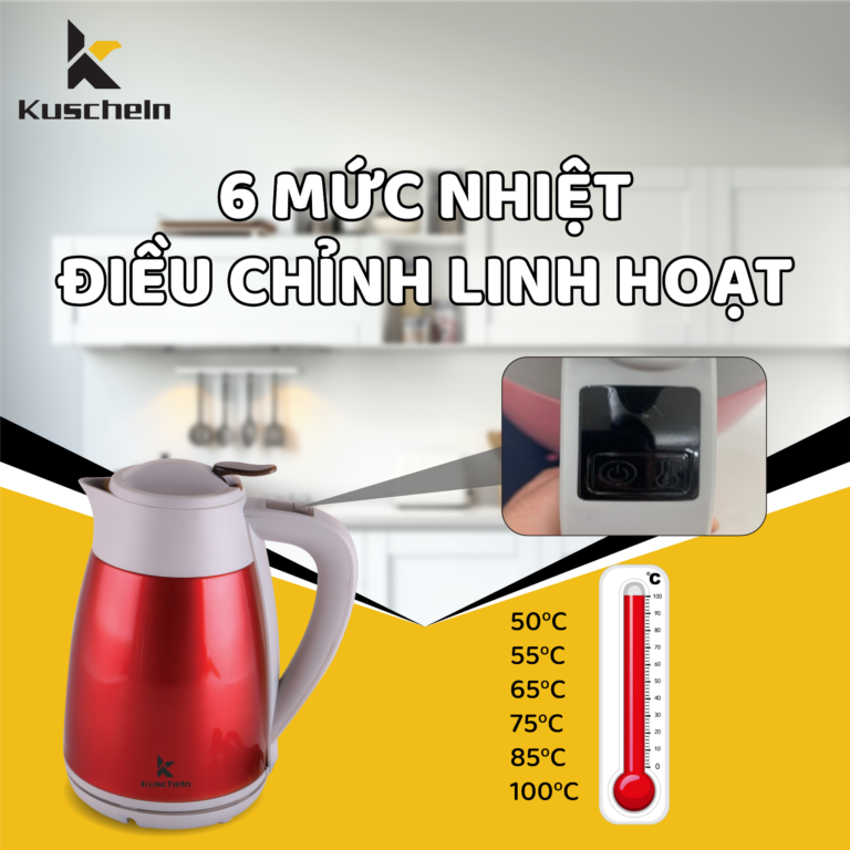 Ấm siêu tốc KUSCHELN KEK23-1.5L1 1.5L giữ nhiệt 3in1