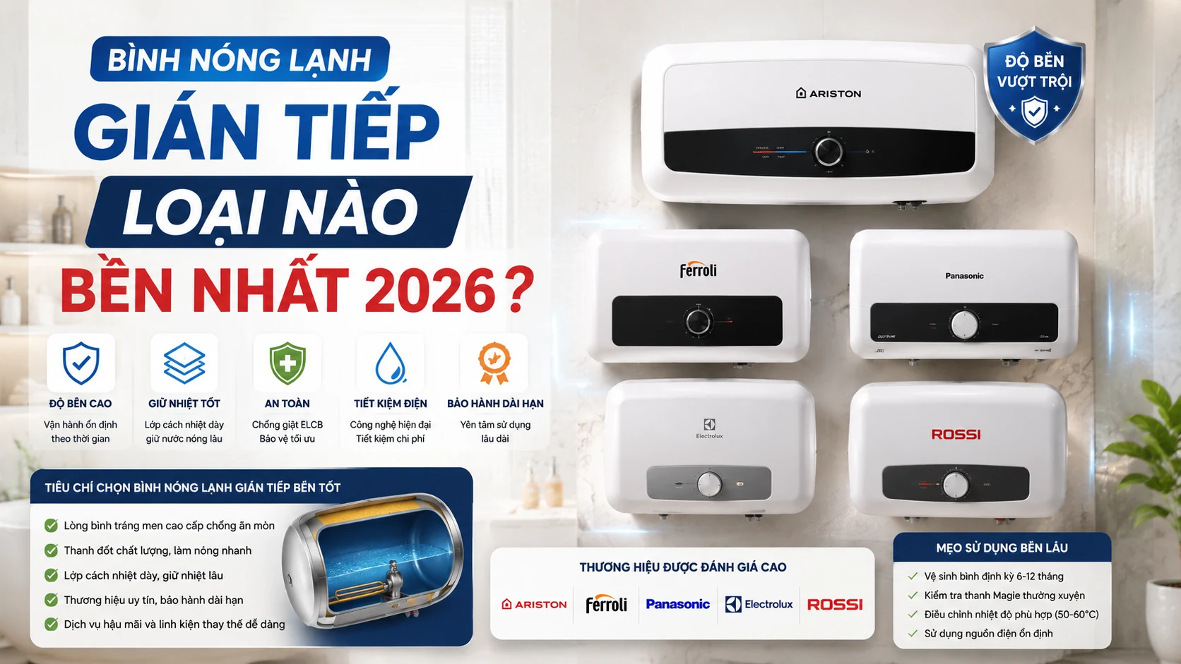 Bình Nóng Lạnh Gián Tiếp Loại Nào Bền Nhất 2026?