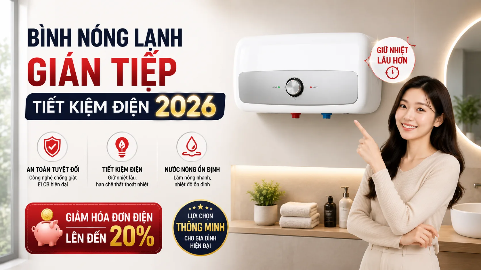 Bình Nóng Lạnh Gián Tiếp Tiết Kiệm Điện 2026