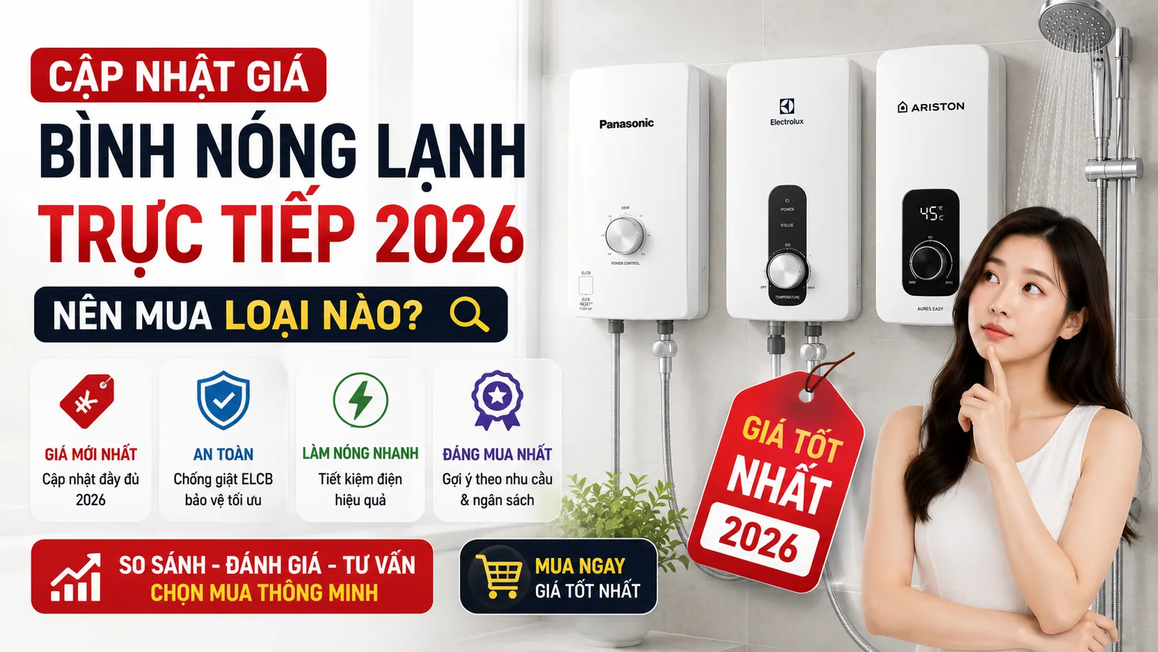 Cập Nhật Giá Bình Nóng Lạnh Trực Tiếp 2026: Nên Mua Loại Nào?