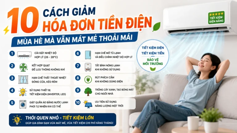 10 Cách Giảm Hóa Đơn Tiền Điện Mùa Hè Mà Vẫn Mát Mẻ Thoải Mái