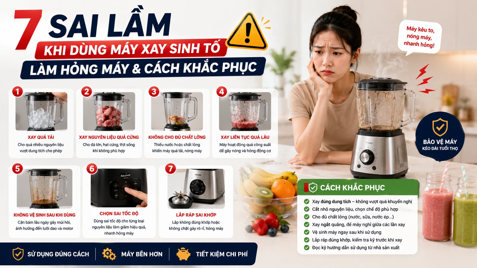 7 Sai Lầm Khi Dùng Máy Xay Sinh Tố Làm Hỏng Máy Và Cách Khắc Phục