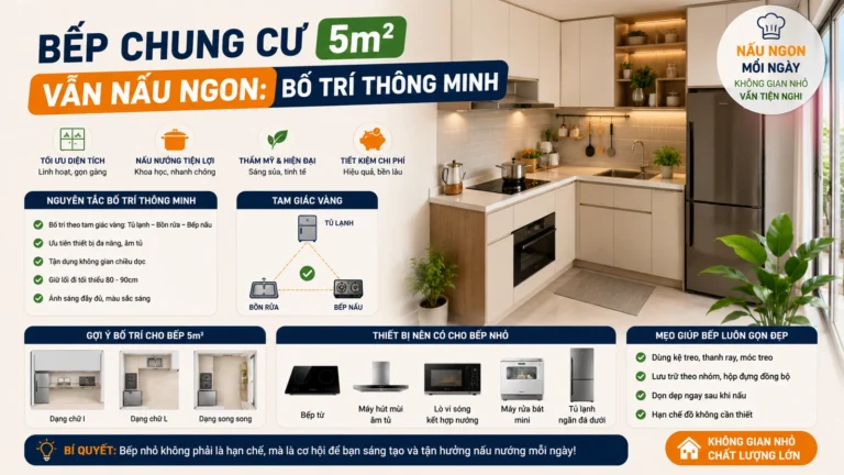 Bếp Chung Cư 5m² Vẫn Nấu Ngon: Bố Trí Thông Minh