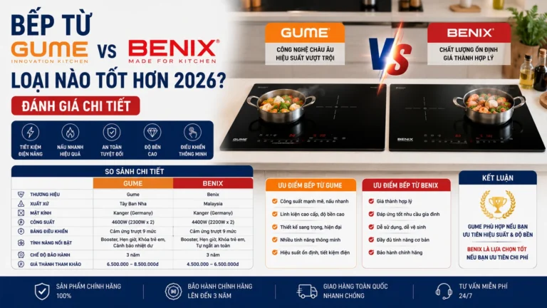 Bếp từ Gume vs Benix loại nào tốt hơn 2026? Đánh giá cellhome