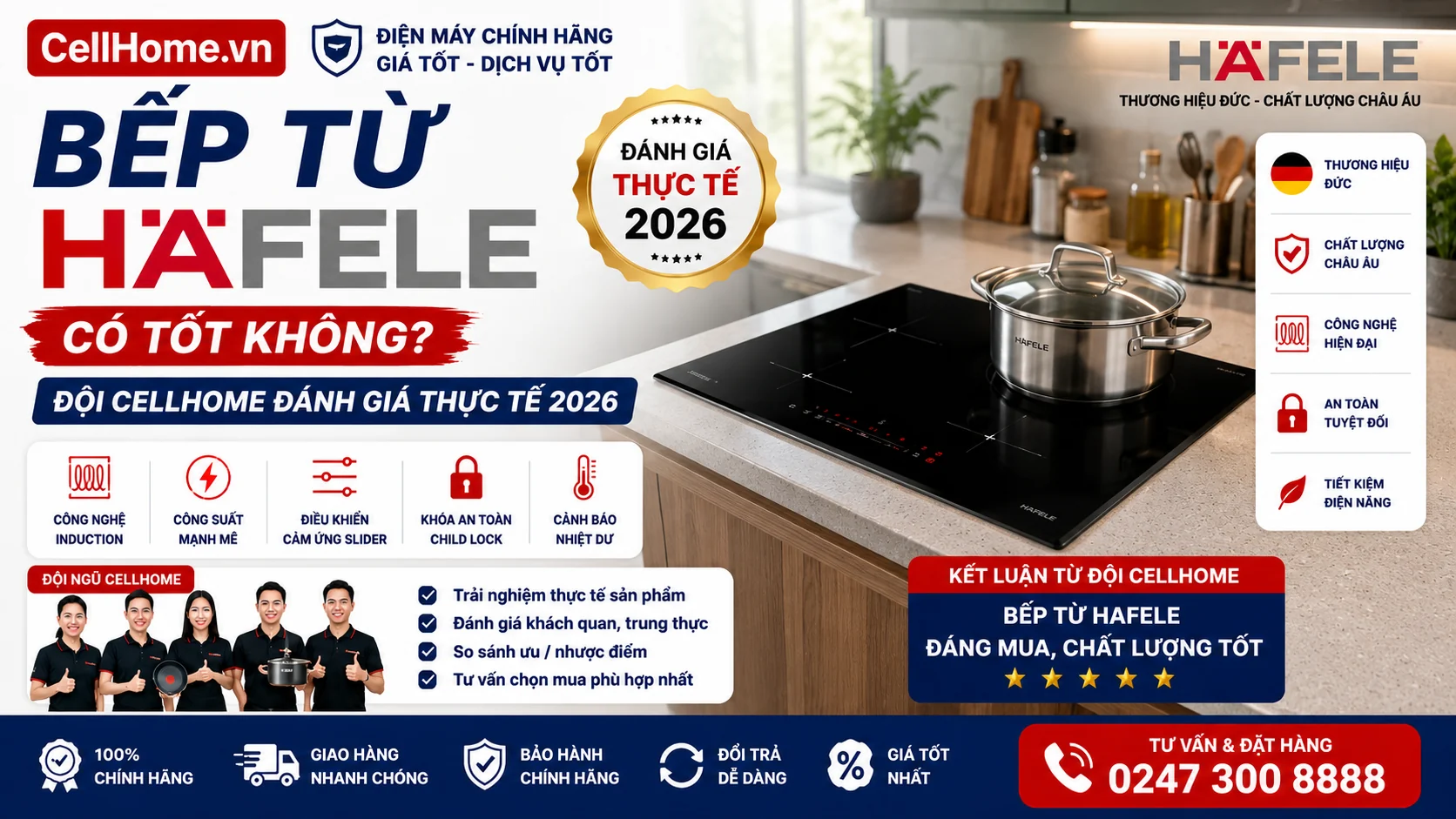 Review bếp từ Hafele thực tế 2026 từ CellHome