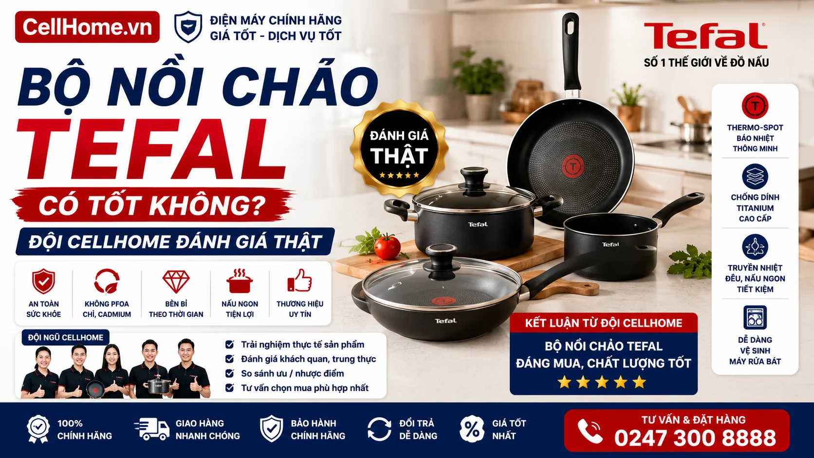 Review bộ nồi chảo Tefal thực tế 2026