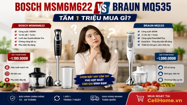 Bosch MSM6M622 vs Braun MQ535: Tầm 1 triệu mua gì?