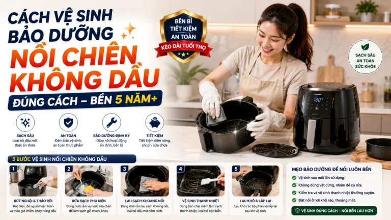 Cách Vệ Sinh Bảo Dưỡng Nồi Chiên Không Dầu Đúng Cách – Bền 5 Năm+