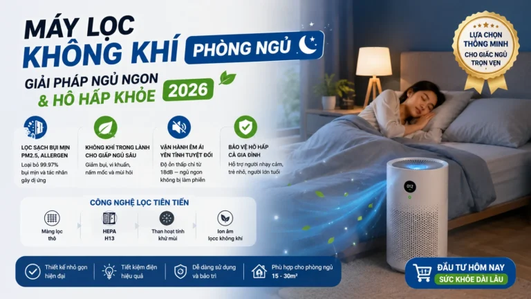 Máy lọc không khí phòng ngủ – Giải pháp ngủ ngon & hô hấp khoẻ 2026