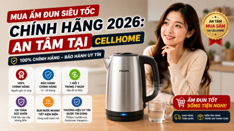 Mua Ấm Đun Siêu Tốc Chính Hãng 2026: An Tâm Tại CellHome