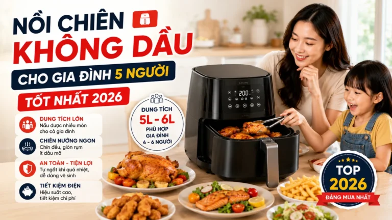 Nồi Chiên Không Dầu Cho Gia Đình 5 Người Tốt Nhất 2026