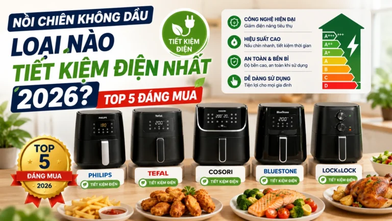 Nồi chiên không dầu loại nào tiết kiệm điện nhất 2026? Top 5