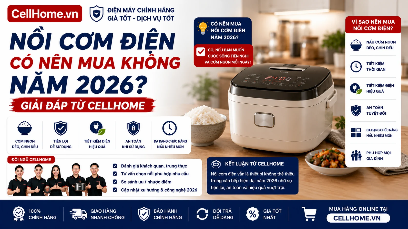 Nồi cơm điện có nên mua không năm 2026