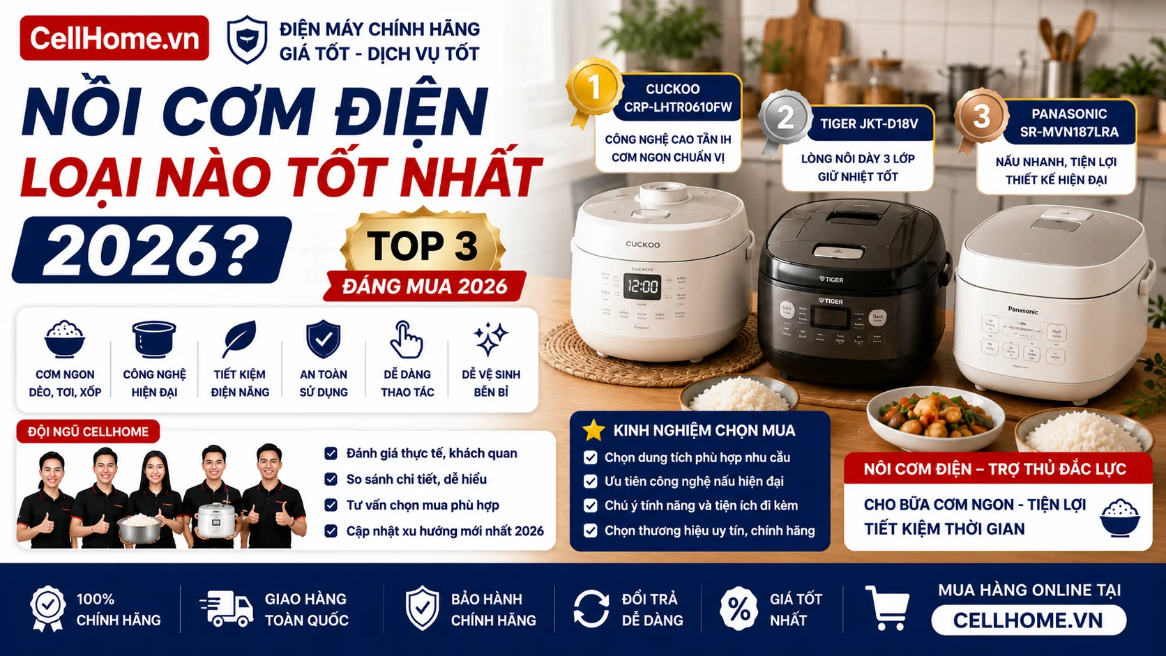 Top 3 nồi cơm điện tốt nhất 2026