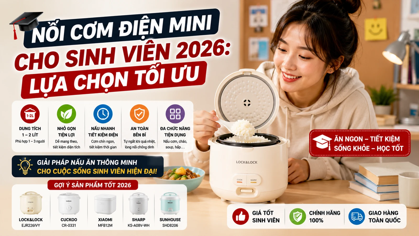 Nồi Cơm Điện Mini Cho Sinh Viên 2026 Lựa Chọn Tối Ưu