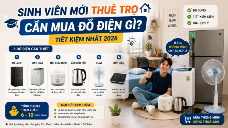 Sinh Viên Mới Thuê Trọ Cần Mua Đồ Điện Gì? Tiết Kiệm Nhất 2026