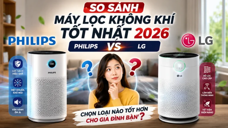 So sánh máy lọc không khí tốt nhất 2026: Philips hay LG?
