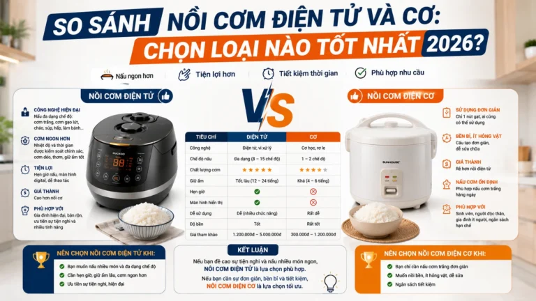 So Sánh Nồi Cơm Điện Tử và Cơ: Chọn Loại Nào Tốt Nhất 2026?