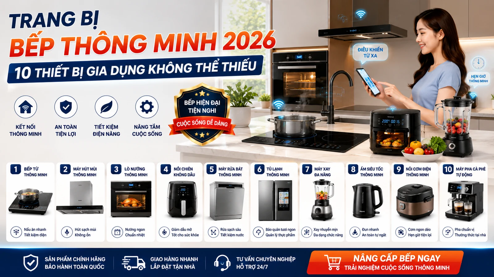 Trang Bị Bếp Thông Minh 2026: 10 Thiết Bị Gia Dụng Không Thể Thiếu