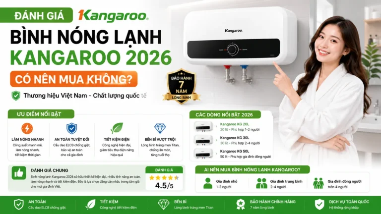 Đánh giá bình nóng lạnh Kangaroo 2026: Có nên mua không?