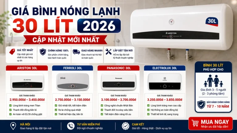 Giá Bình Nóng Lạnh 30 Lít 2026: Cập Nhật Mới Nhất