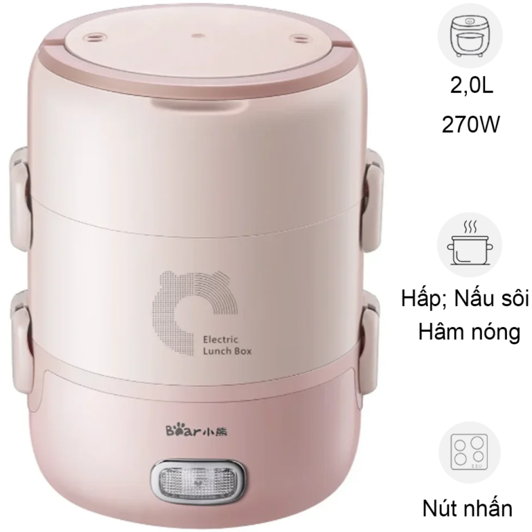 Hộp Cơm Điện Cầm Tay Bear DFH-B20S6 2 Lít – Hàng Quốc Tế – Bản Tiếng Anh